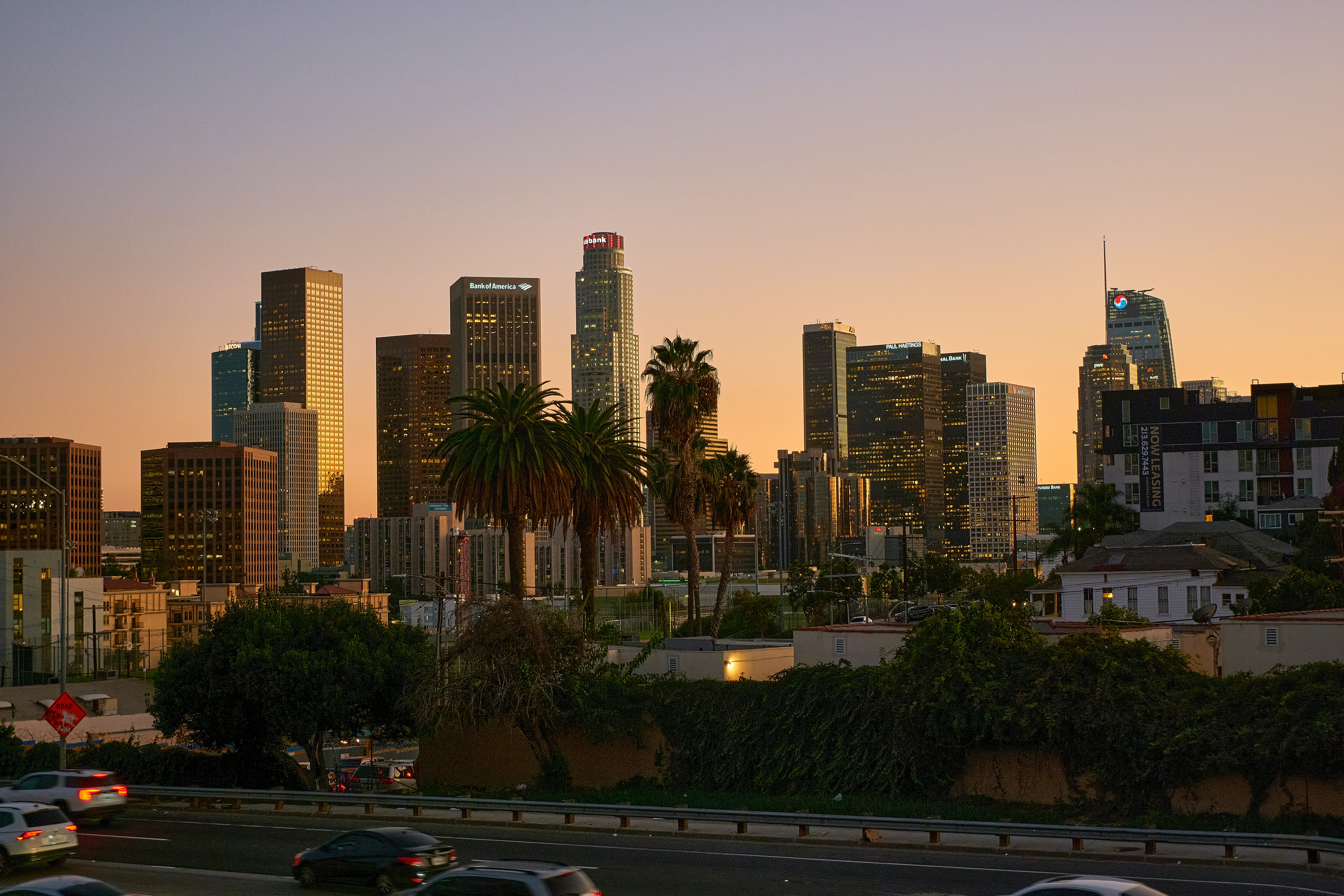 Los Angeles skyline at sunset